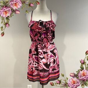 Xhilaration Pink and purple semi‎ sheer mini Dress size small